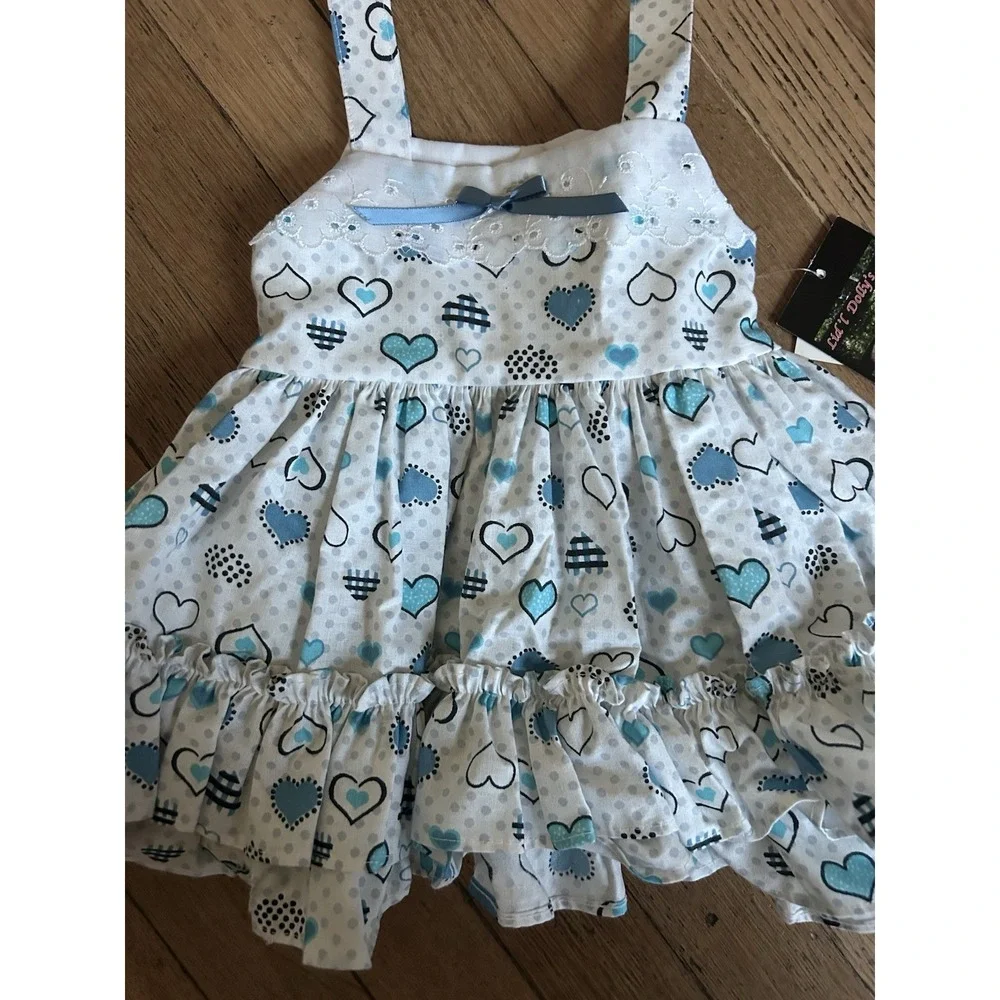 Lid'l Dolly's White Lace Bow Dress Size 1T 12 Months Baby USA Ruffle Blue Hearts